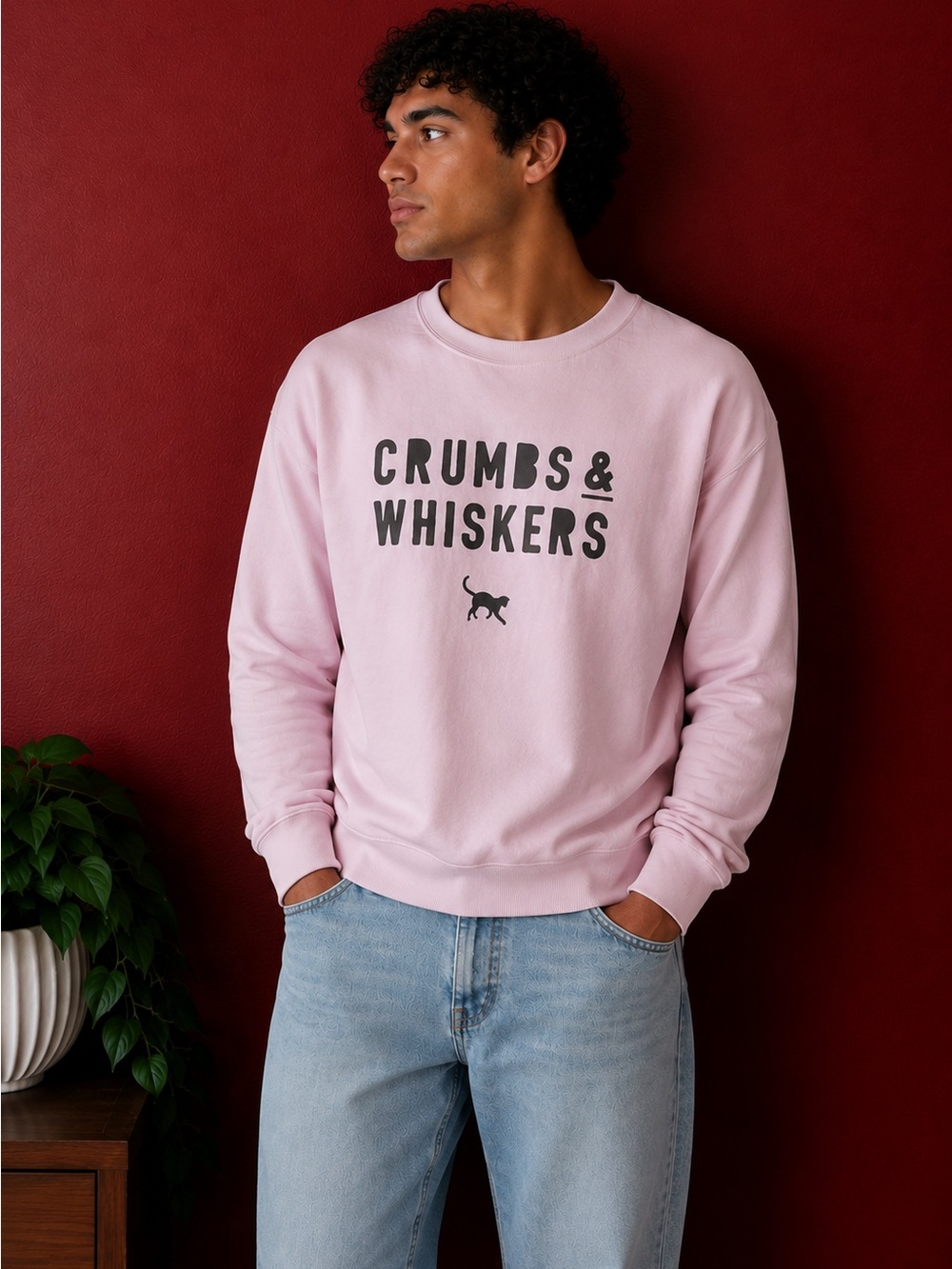 Crumbs & Whiskers Pink Graphic Sweatshirt – Unisex – Size M - Picture 2 of 6